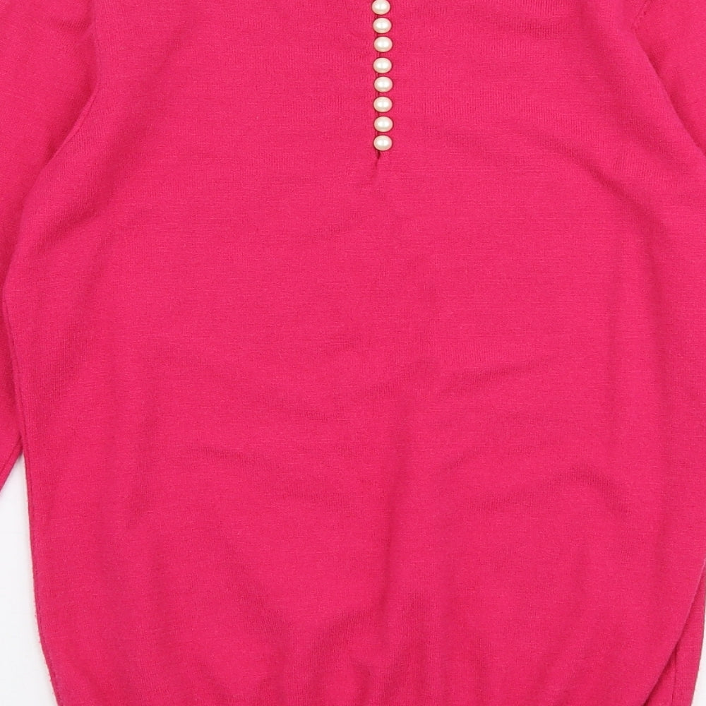 Savoir Womens Pink Round Neck Viscose Pullover Jumper Size XS