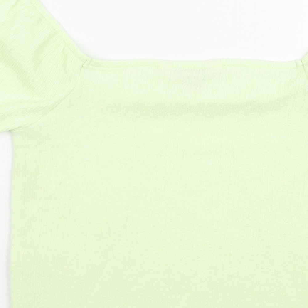 Miss Selfridge Womens Green Polyester Cropped Blouse Size 6 Off the Shoulder
