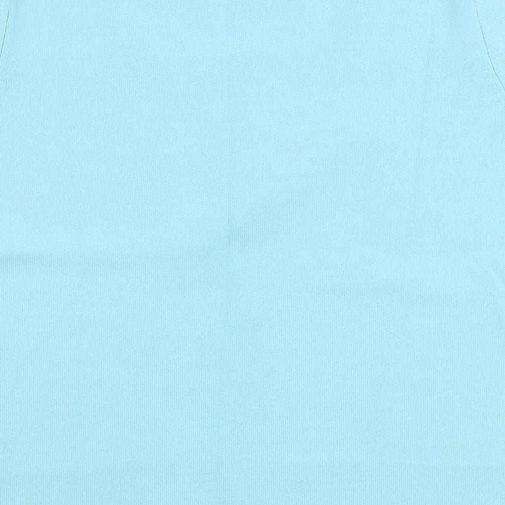 Just Elegance Womens Blue Square Neck Viscose Pullover Jumper Size S