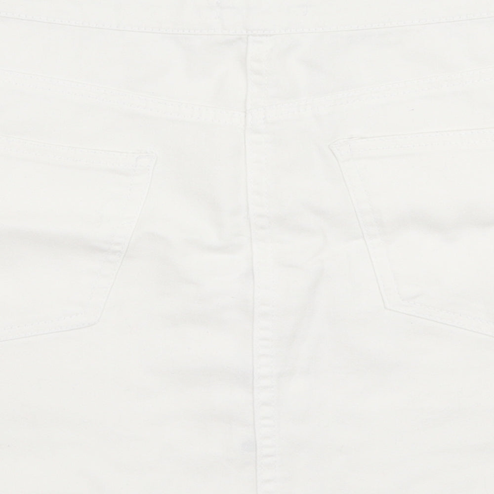 Pep & Co Womens White Cotton A-Line Skirt Size 10 Button