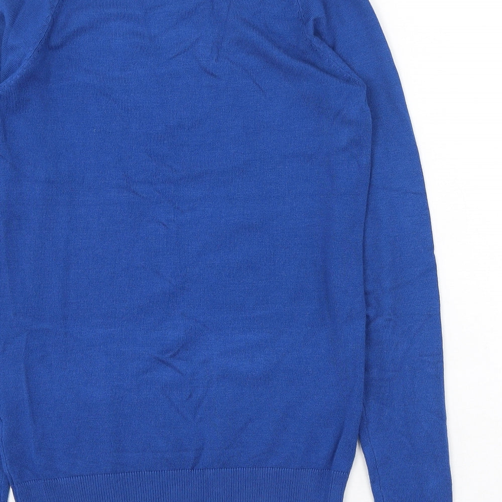 Dunnes Stores Womens Blue Round Neck Viscose Pullover Jumper Size XS