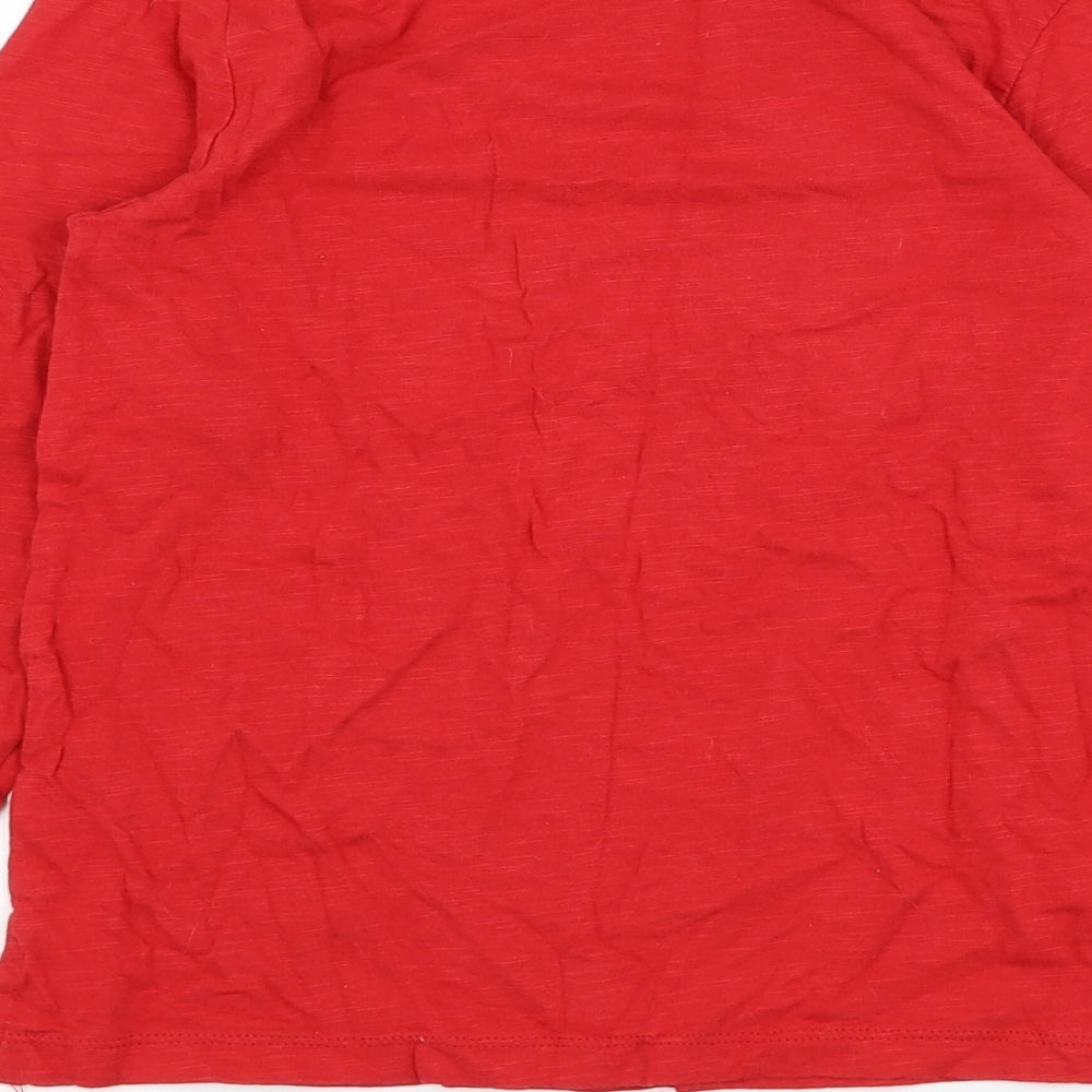Dunnes Stores Girls Red Cotton Basic T-Shirt Size 9 Years Roll Neck Pullover - Flower