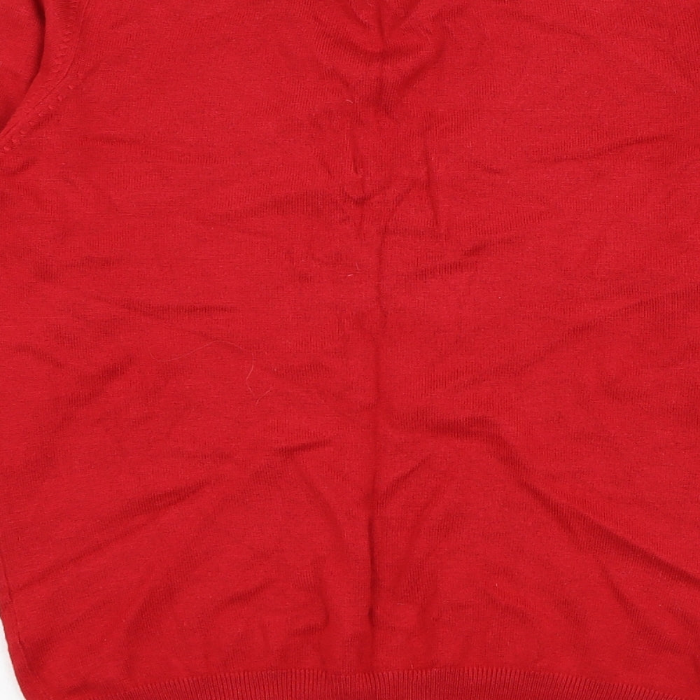 Marks & Spencer Womens Red V-Neck Viscose Pullover Jumper Size 12