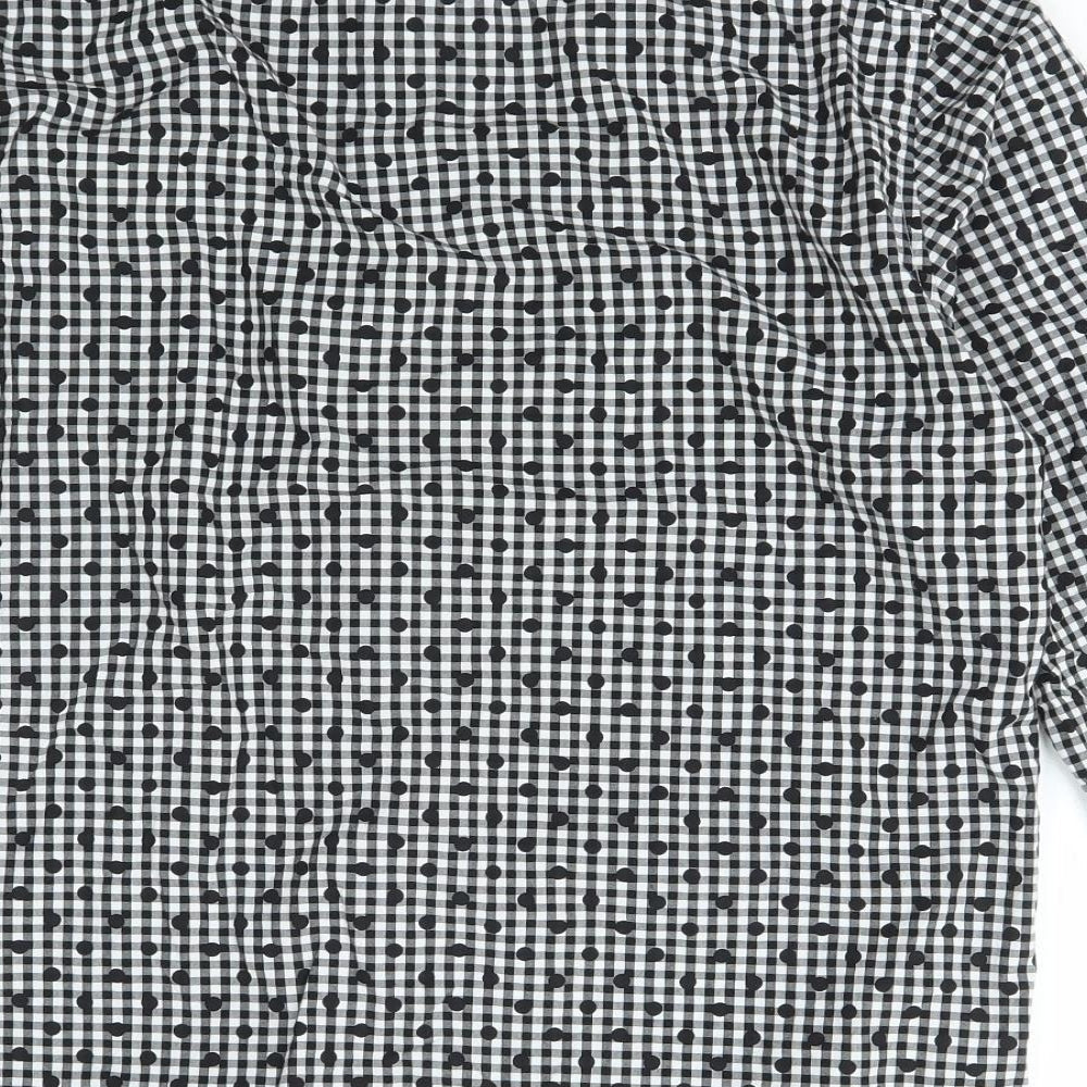 H&M Mens Black Check Cotton Button-Up Size M Collared Button