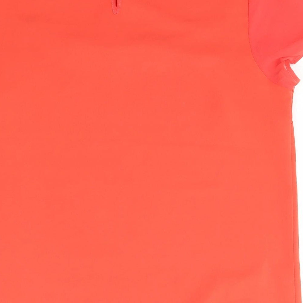 TU Womens Orange Polyester Basic T-Shirt Size 10 Scoop Neck