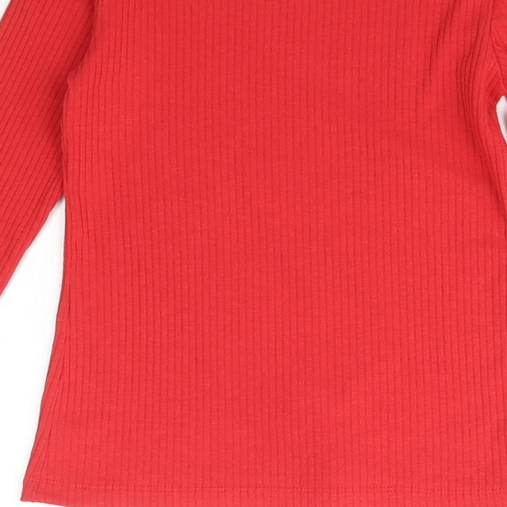 Fanyland Womens Red Scoop Neck Polyester Pullover Jumper Size S