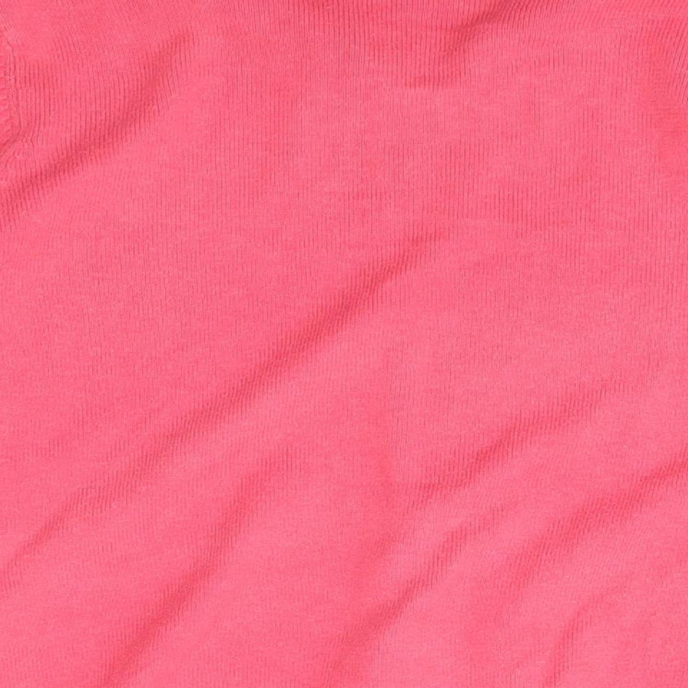 BAY Womens Pink Crew Neck Cotton Cardigan Jumper Size 10 - hook and eye