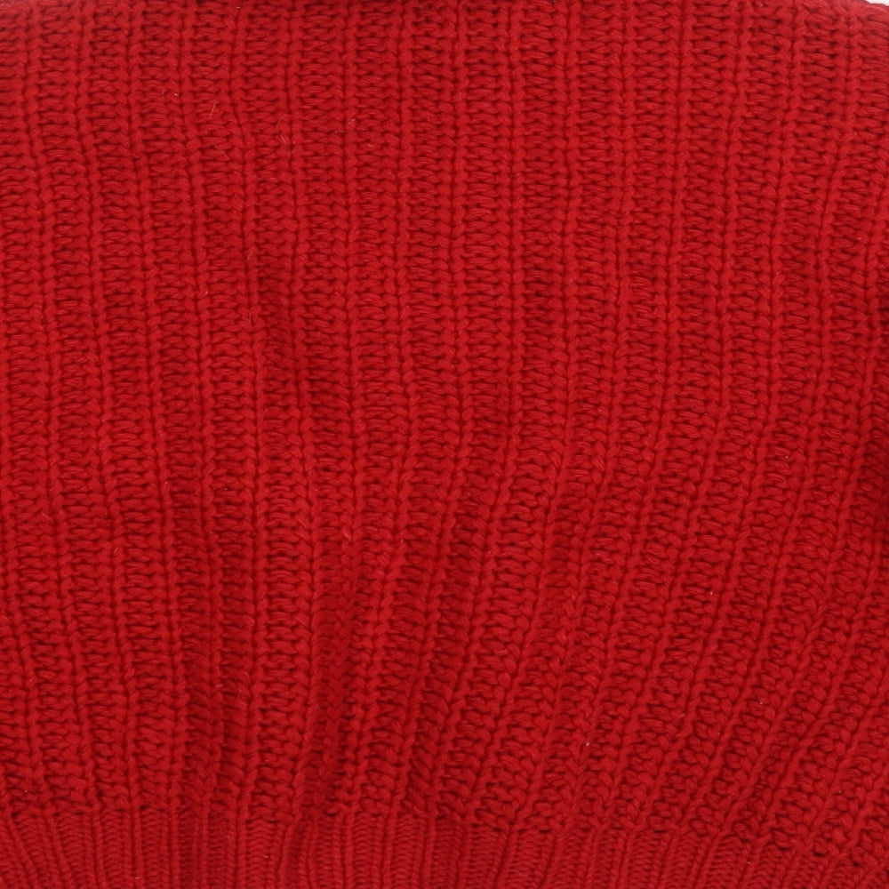 cashel Womens Red Round Neck Acrylic Pullover Jumper Size XL