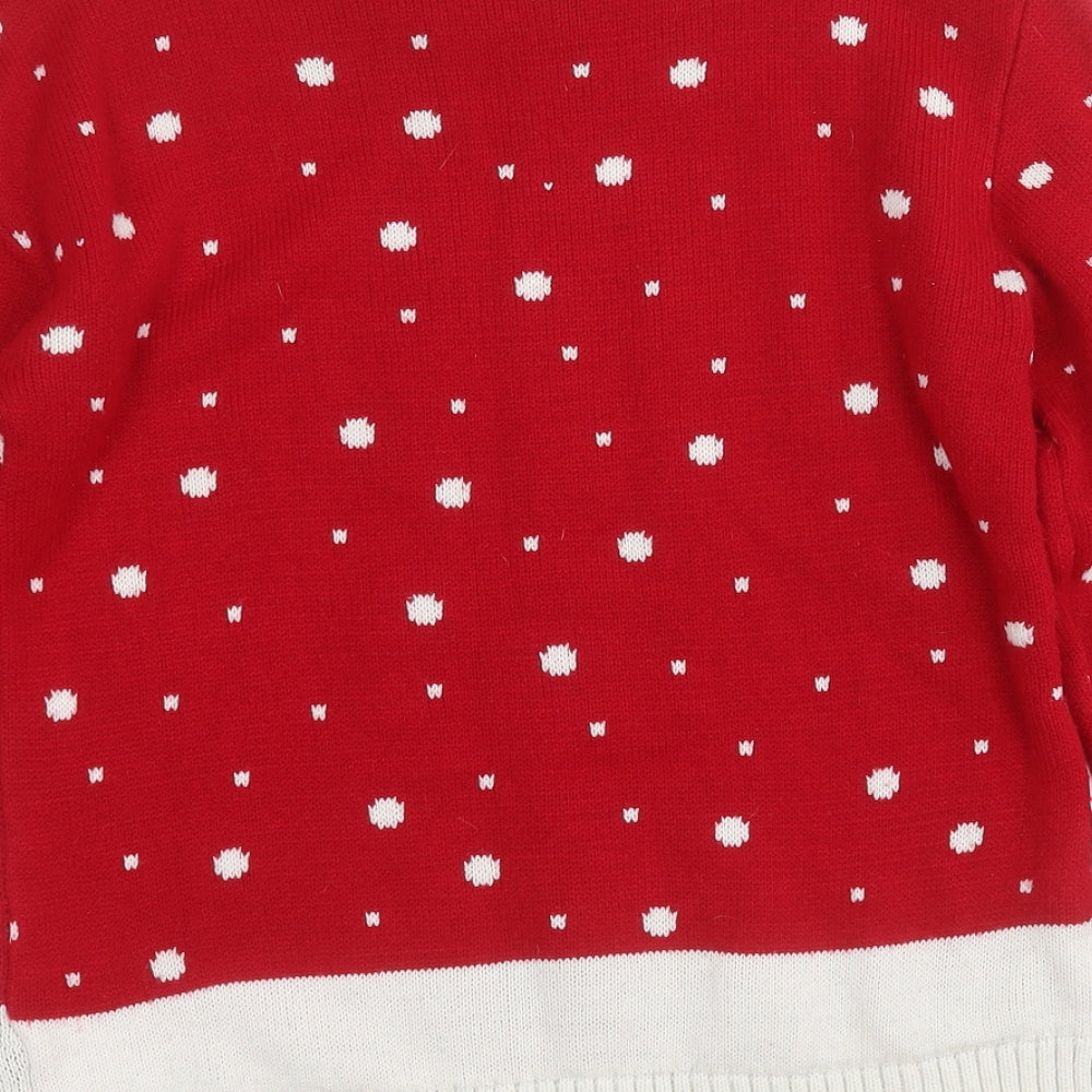 Glimpse Design Womens Red Round Neck Acrylic Pullover Jumper Size S - Polar Bear