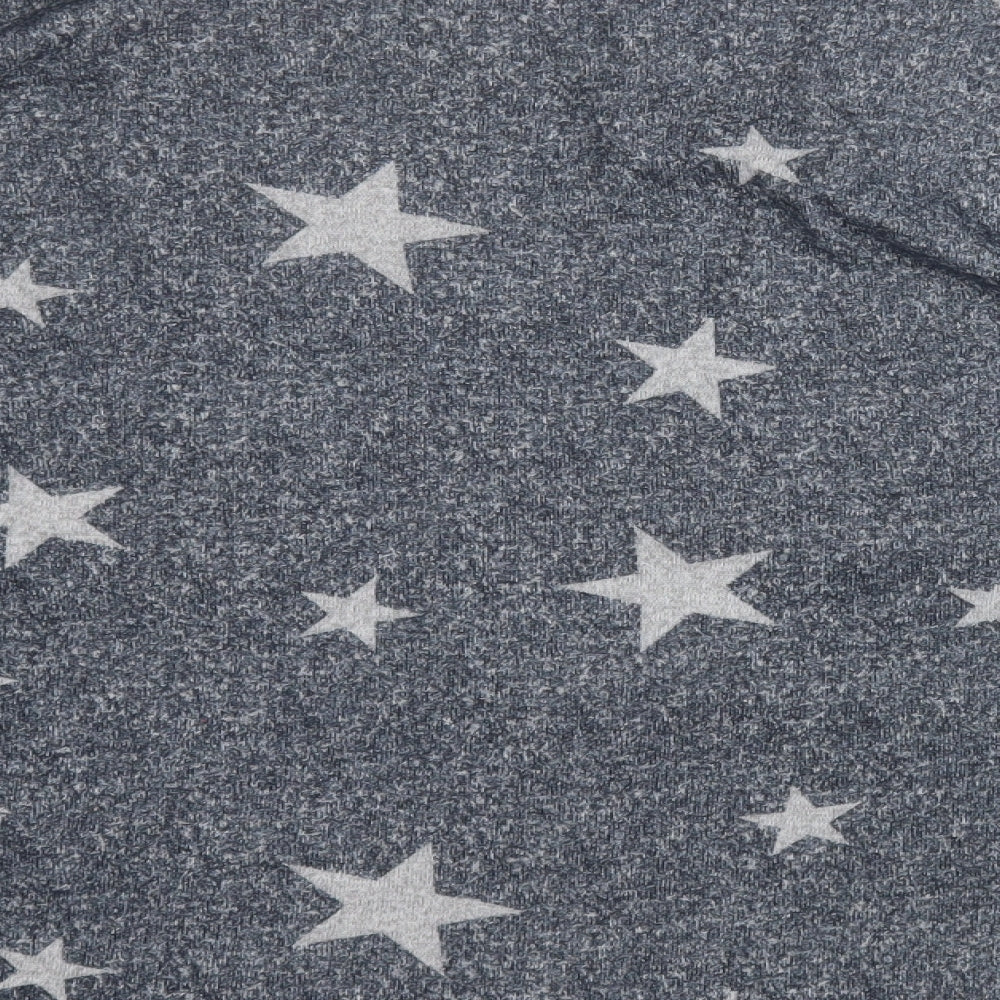 poetic soul Womens Grey Round Neck Geometric Polyester Pullover Jumper Size XL - Stars