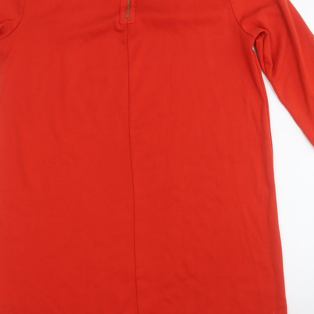 H&M Womens Red Polyester Jumper Dress Size M Round Neck