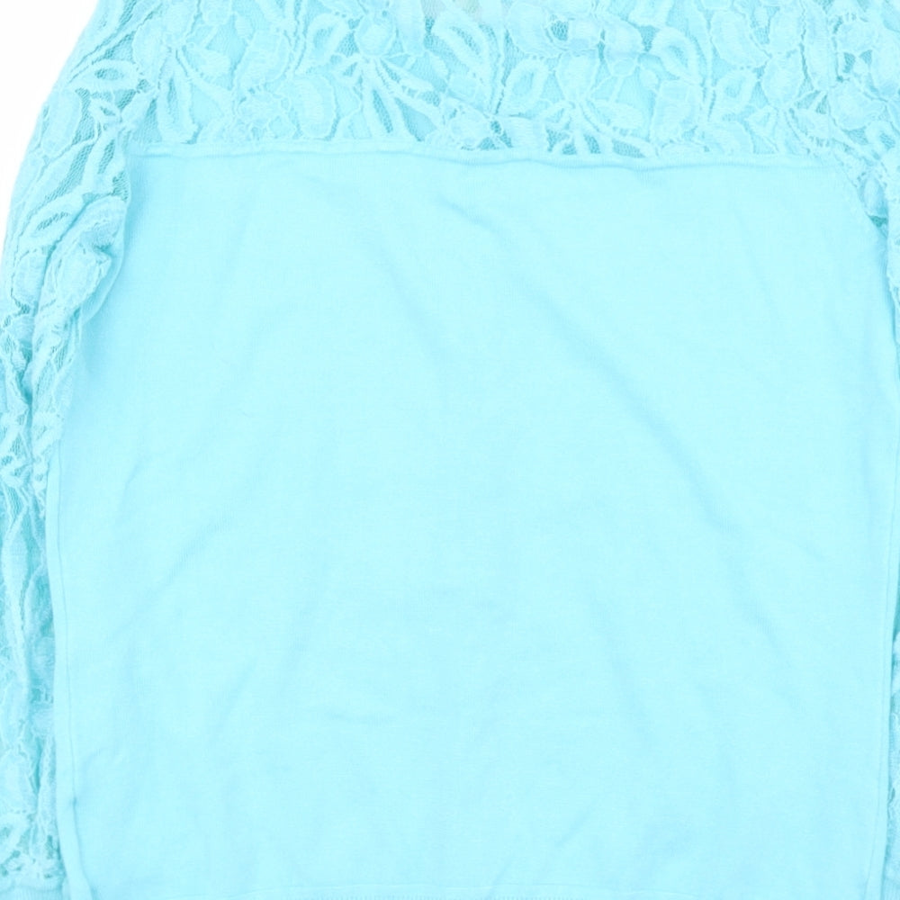 menarys Womens Blue Round Neck Viscose Cape Jumper Size M