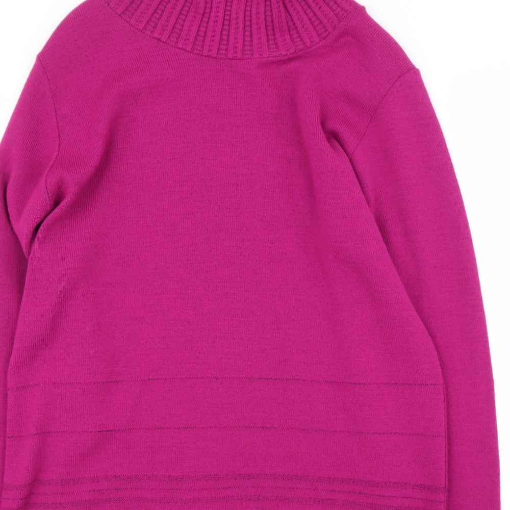 Pure Natural Womens Purple Roll Neck Acrylic Pullover Jumper Size S