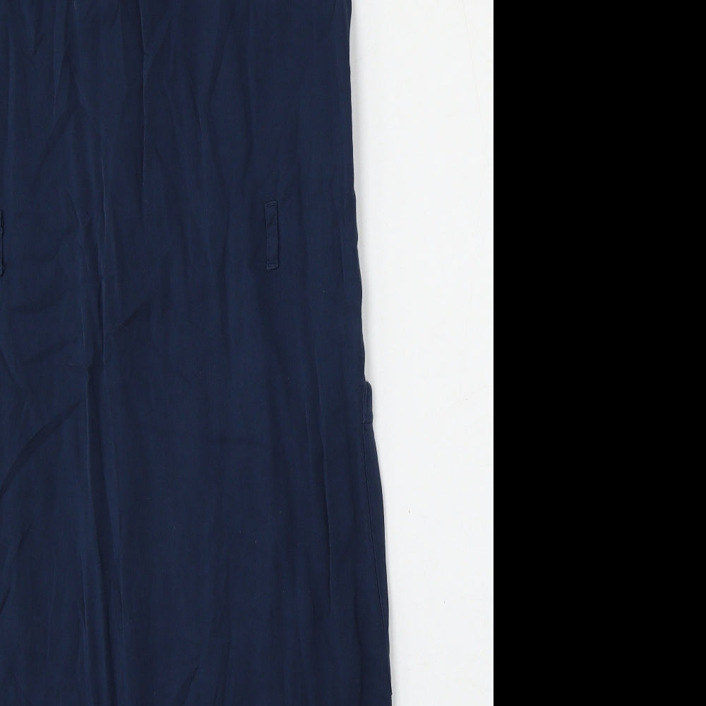 H&M Womens Blue Viscose Pencil Dress Size 10 Round Neck
