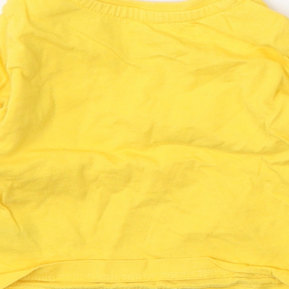 Primark Boys Yellow Cotton Basic T-Shirt Size 0-3 Months Round Neck
