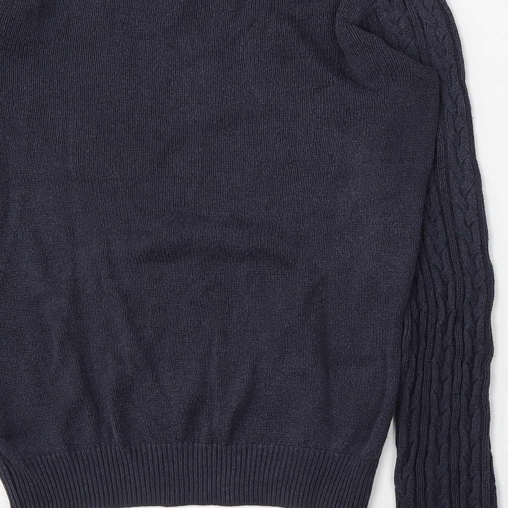 H&M Womens Blue Round Neck Cotton Pullover Jumper Size S