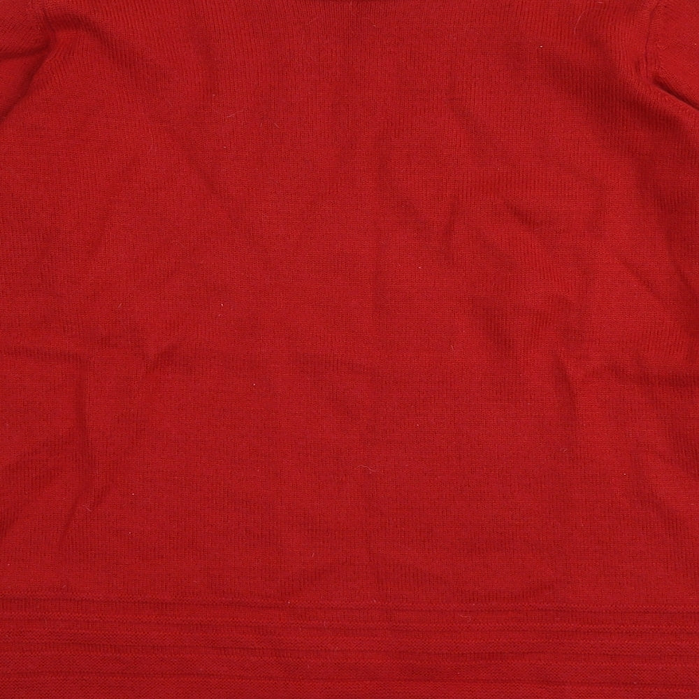 M&S Womens Red Square Neck Acrylic Pullover Jumper Size 10