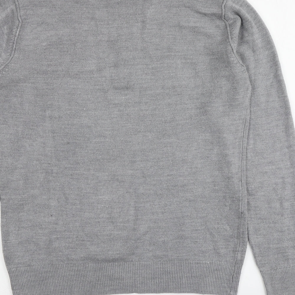 Cedarwood Womens Grey V-Neck Acrylic Pullover Jumper Size S