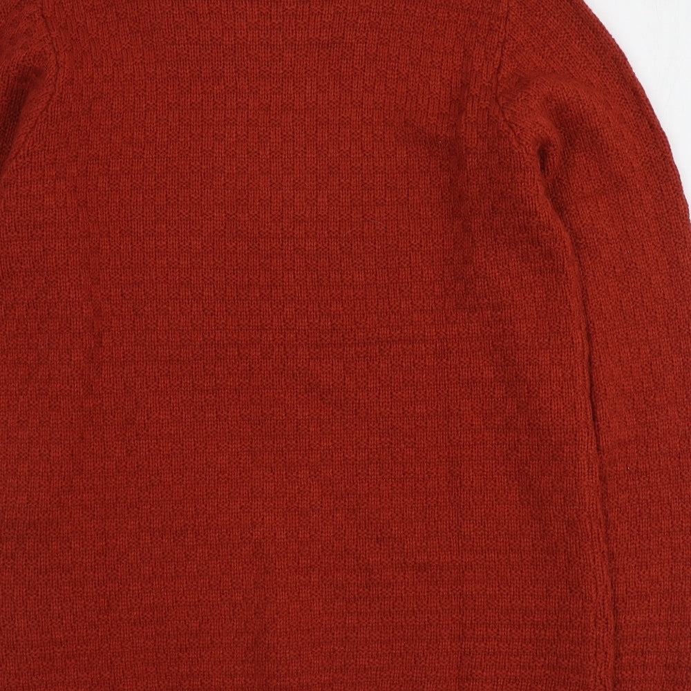 Isle Womens Red Round Neck Acrylic Pullover Jumper Size S