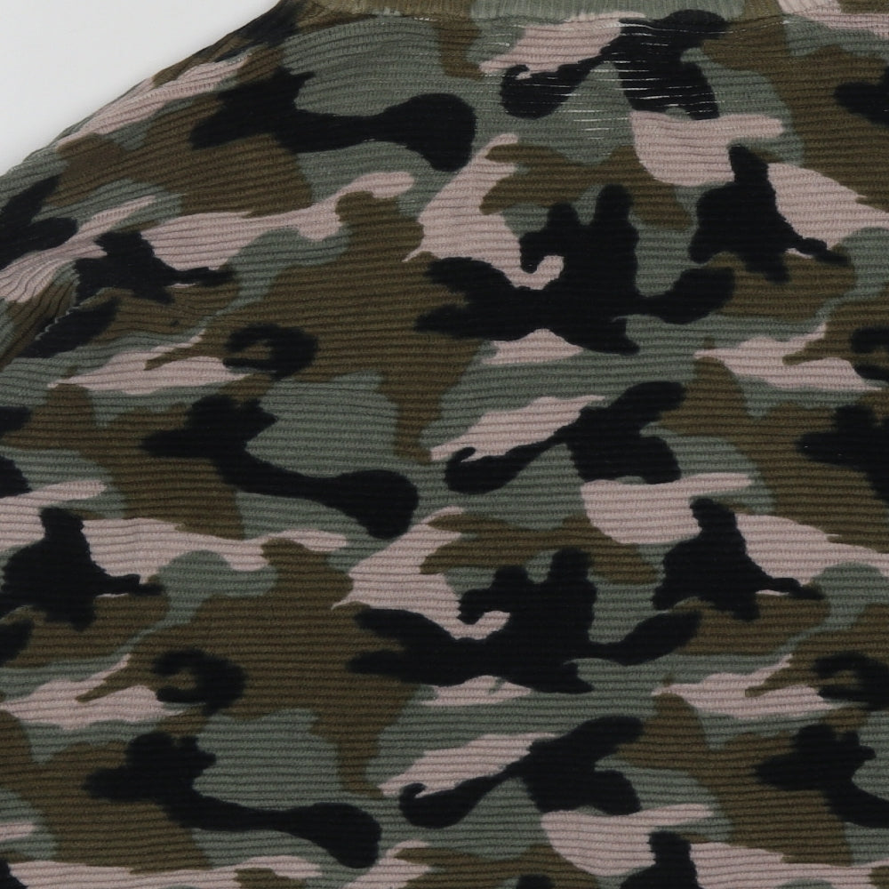 H&M Womens Multicoloured Round Neck Camouflage Cotton Pullover Jumper Size S