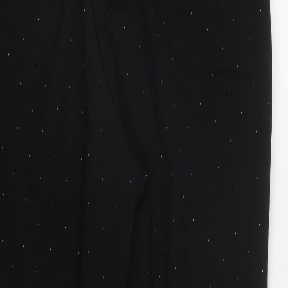 H&M Womens Black Polka Dot Polyester Trousers Size 12 L26 in Regular