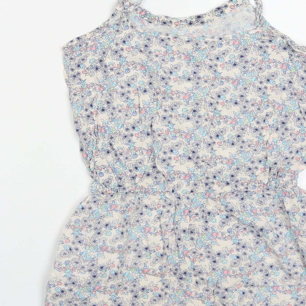 New Look Girls Multicoloured Floral Viscose Leotard One-Piece Size 13 Years Button