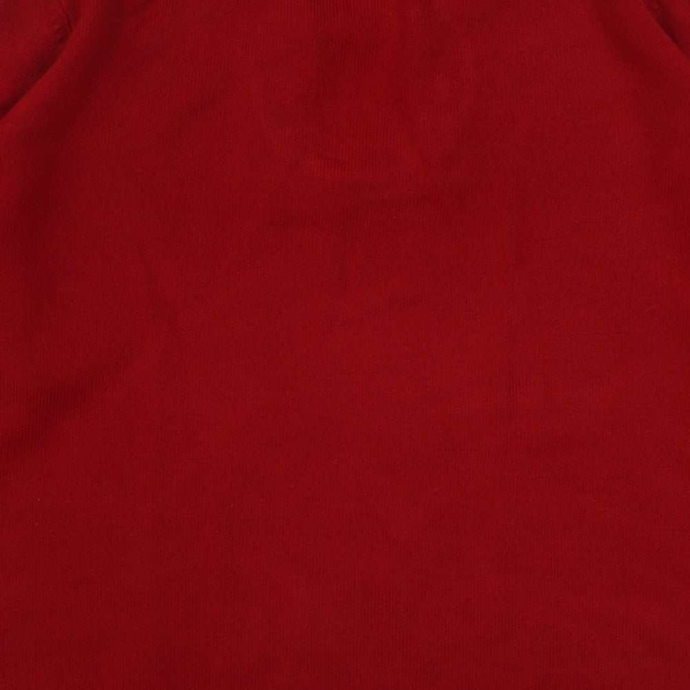 Marks & Spencer Womens Red Round Neck Acrylic Pullover Jumper Size 14