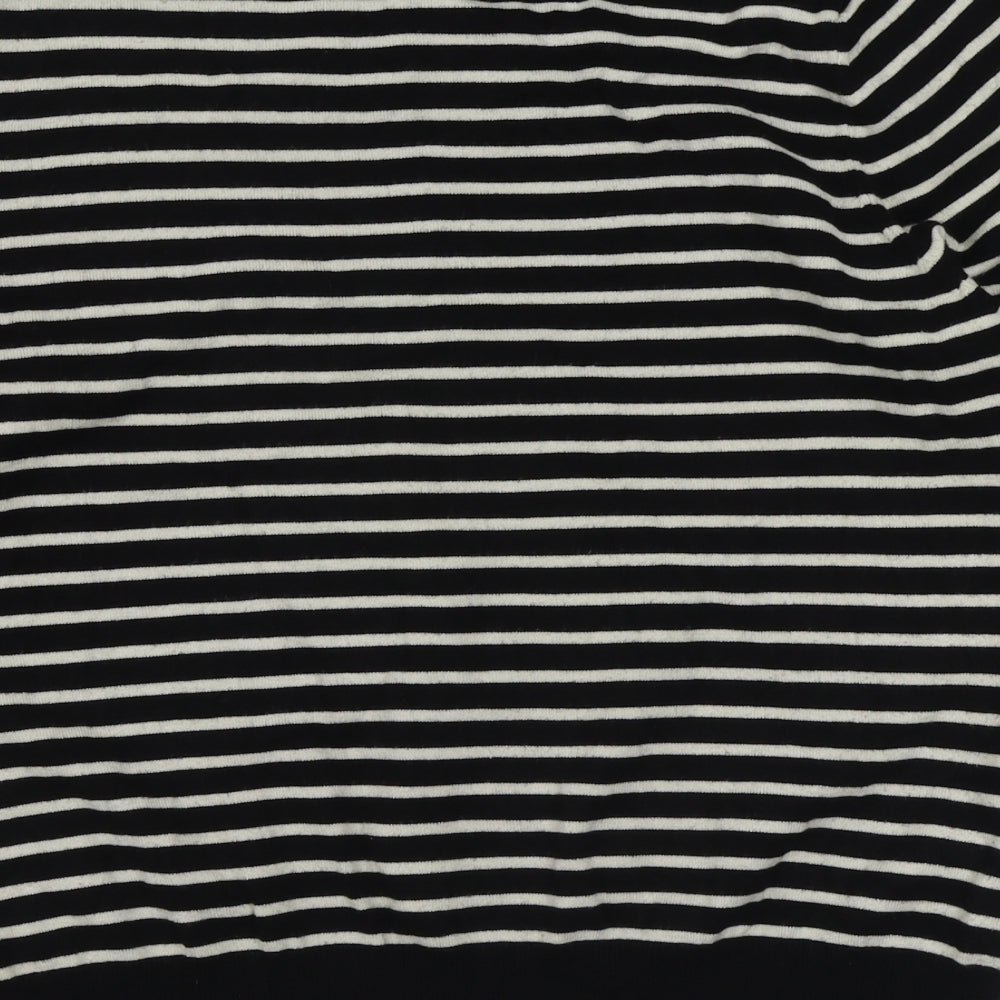 Country Casuals Womens Black Boat Neck Striped Viscose Pullover Jumper Size L