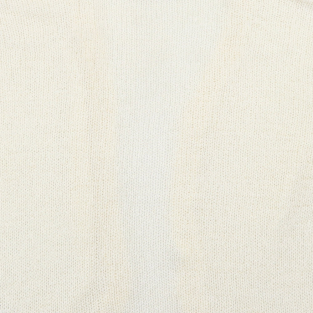 Roman Womens Ivory V-Neck Acrylic Cardigan Jumper Size 14