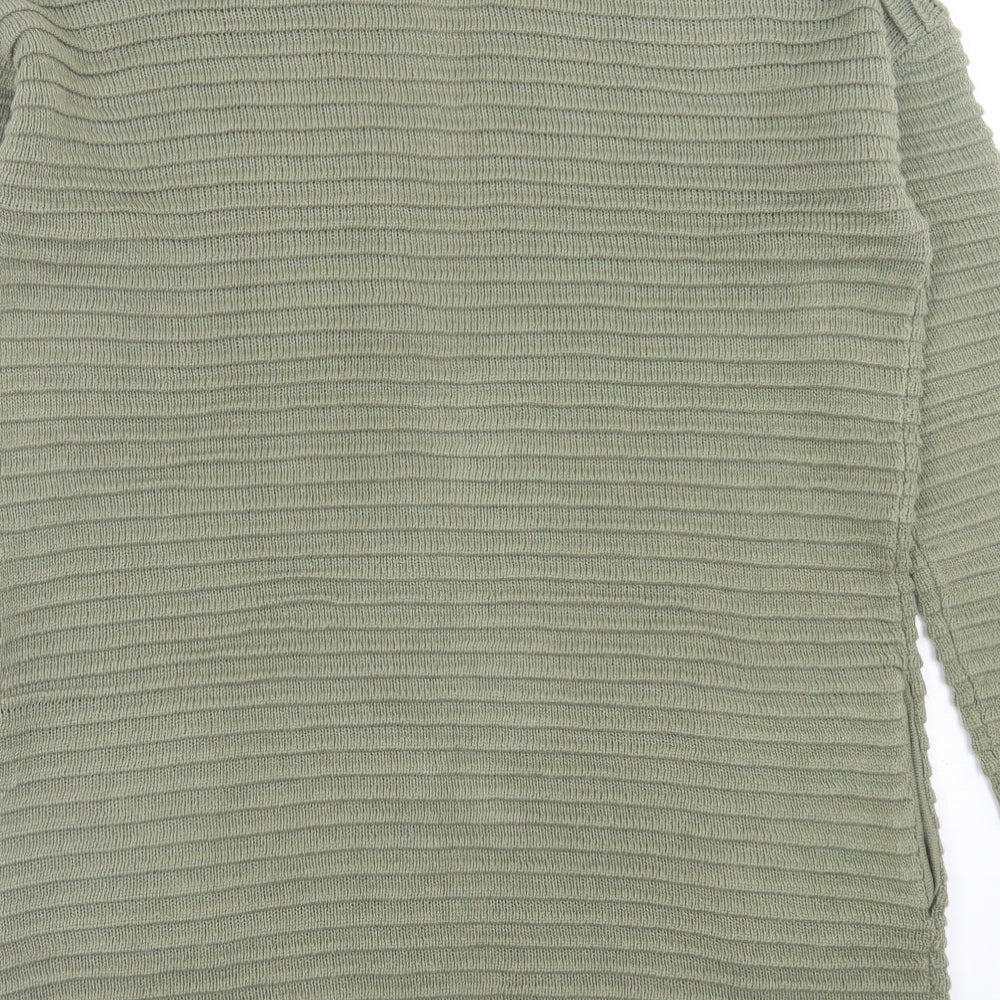 Papaya Womens Green V-Neck Acrylic Cardigan Jumper Size S