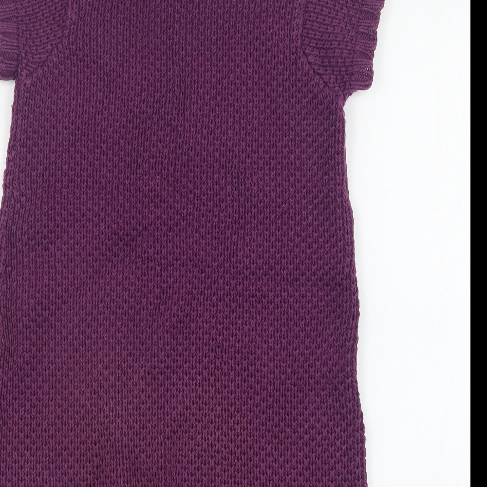 Julians Dress Girls Purple Cotton Jumper Dress Size 5 Years High Neck Button
