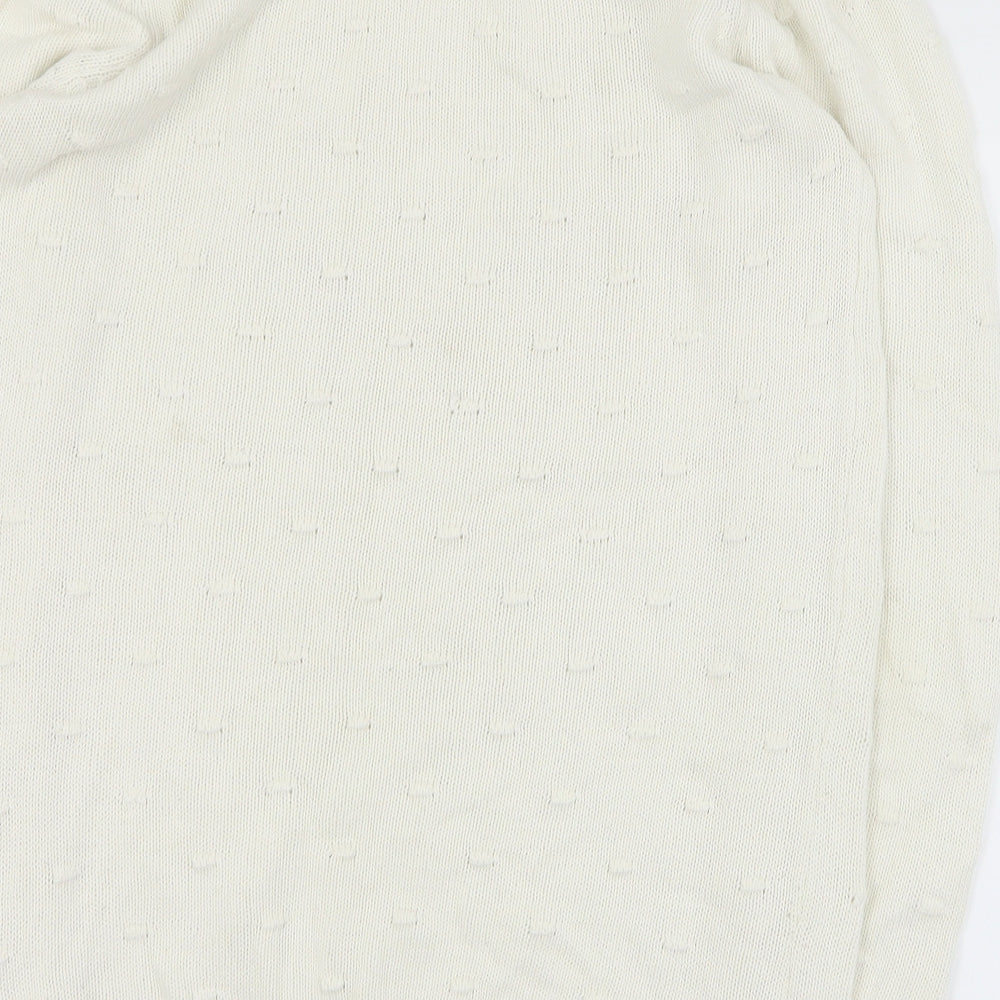 Bellfield Womens White Round Neck Cotton Pullover Jumper Size S