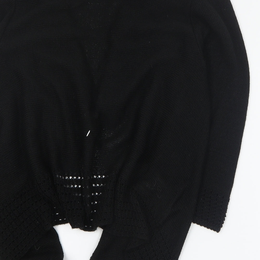 Soon Womens Black V-Neck Acetate Cardigan Jumper Size M