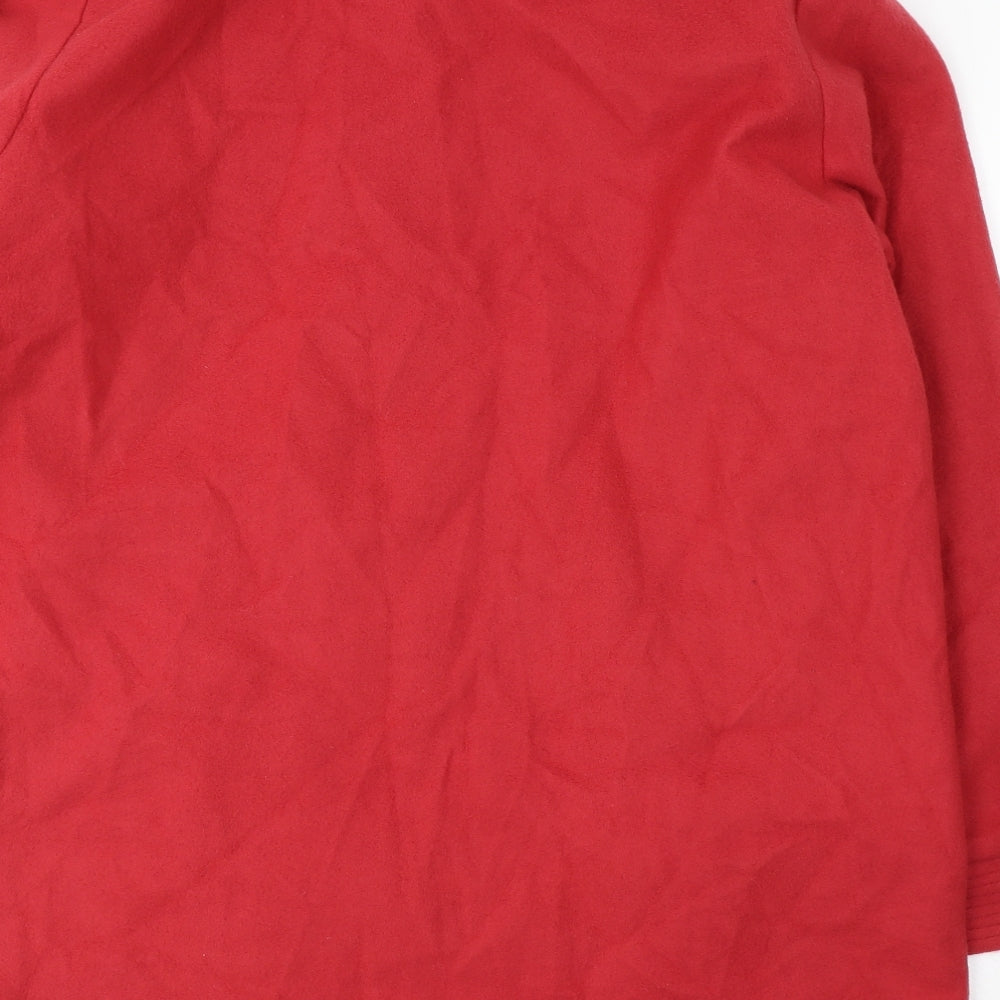 Anne De Lancay Womens Red Pea Coat Coat Size L Button