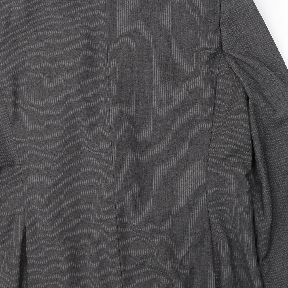 JACK REID Mens Grey Striped Polyester Jacket Suit Jacket Size 46