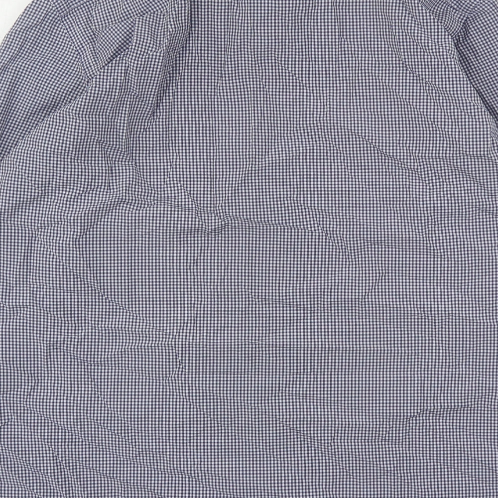 Daniel Rosso Mens Blue Check Cotton Button-Up Size L Collared