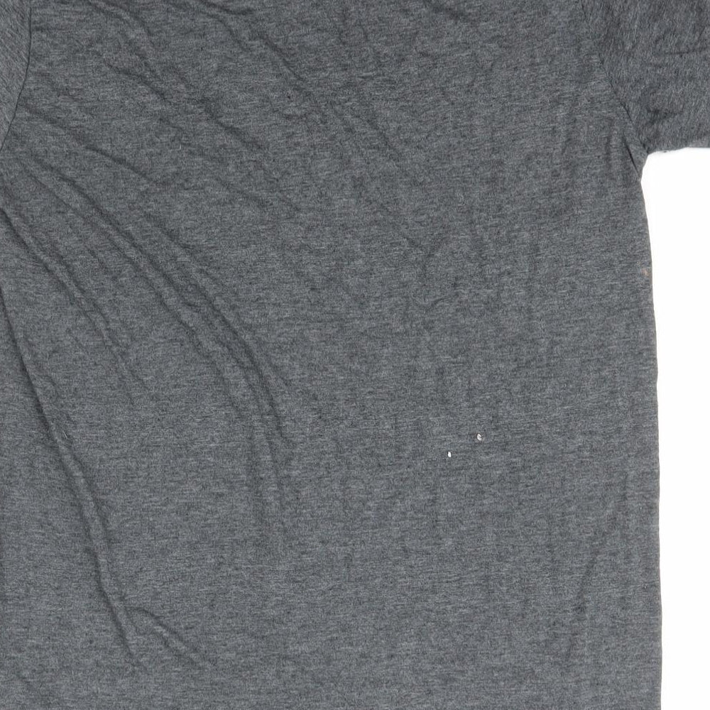 Gymter Mens Grey Polyester T-Shirt Size M Crew Neck