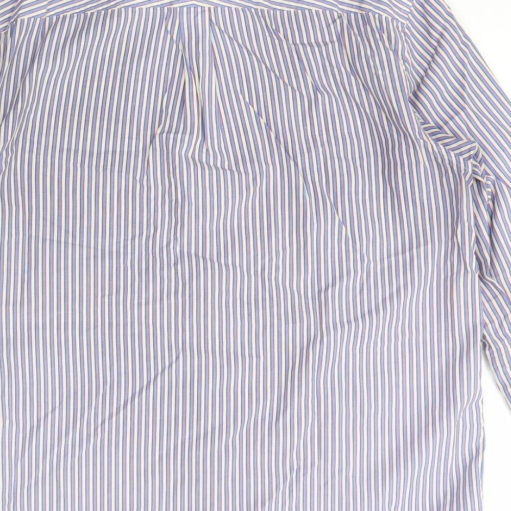 Howick Tailored Mens Multicoloured Striped Cotton Button-Up Size 15.5 Collared Button