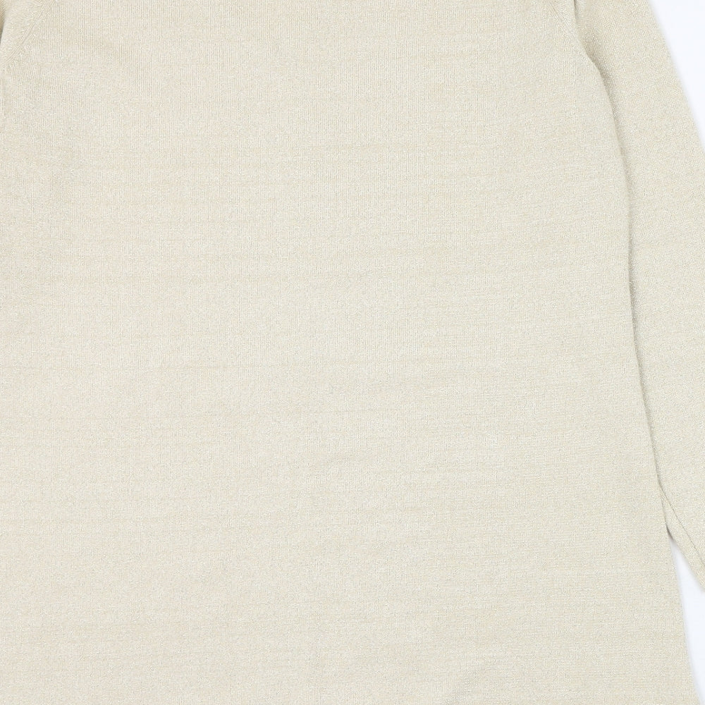 Michele Hope Womens Gold V-Neck Viscose Jumper Size 14