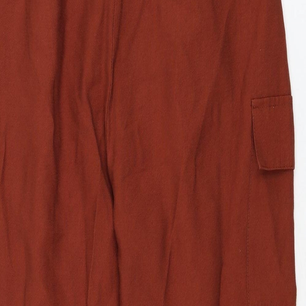 ASOS Womens Brown Viscose Cropped Trousers Size 8 L23 in Regular Zip