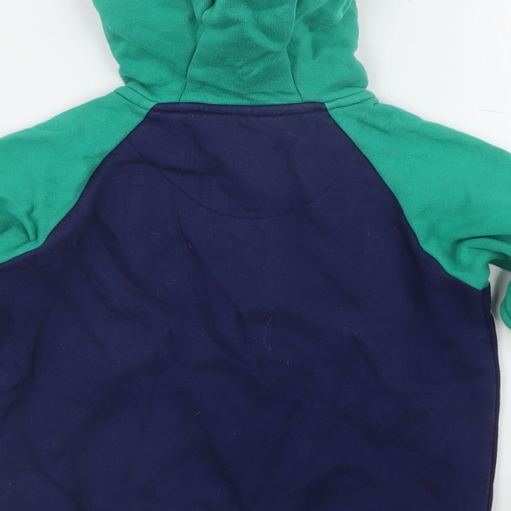 Little Light House Boys Blue 100% Cotton Henley Hoodie - Tractor