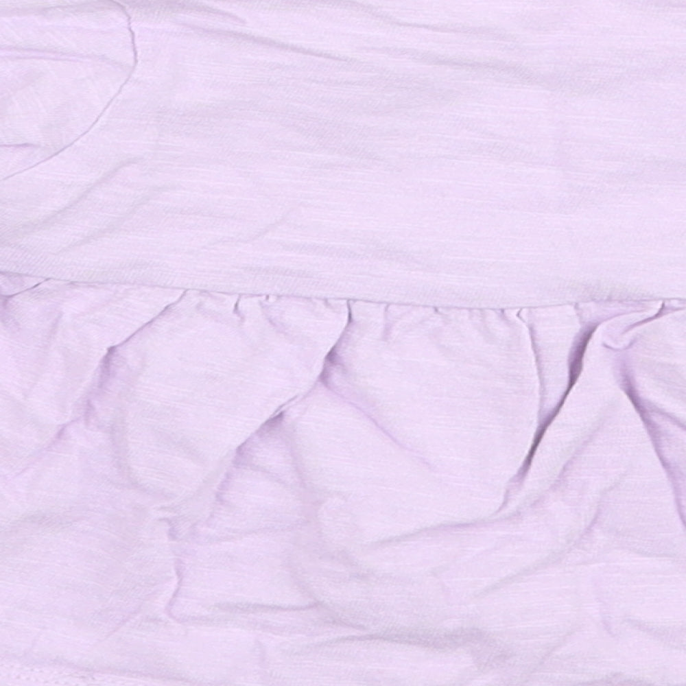 Marks & Spencer Girls Purple 100% Cotton Jersey T-Shirt Size 0-3 Months Round Neck Button - Stars