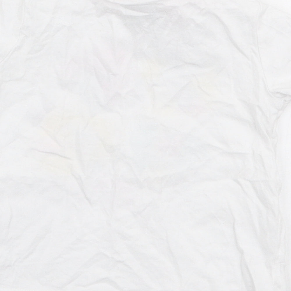F&F Girls White Cotton Jersey T-Shirt Size 6-9 Months Round Neck Snap - Disney