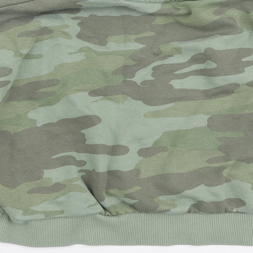 Marks and Spencer Girls Green Camouflage Cotton Pullover Sweatshirt Size 6-7 Years Pullover