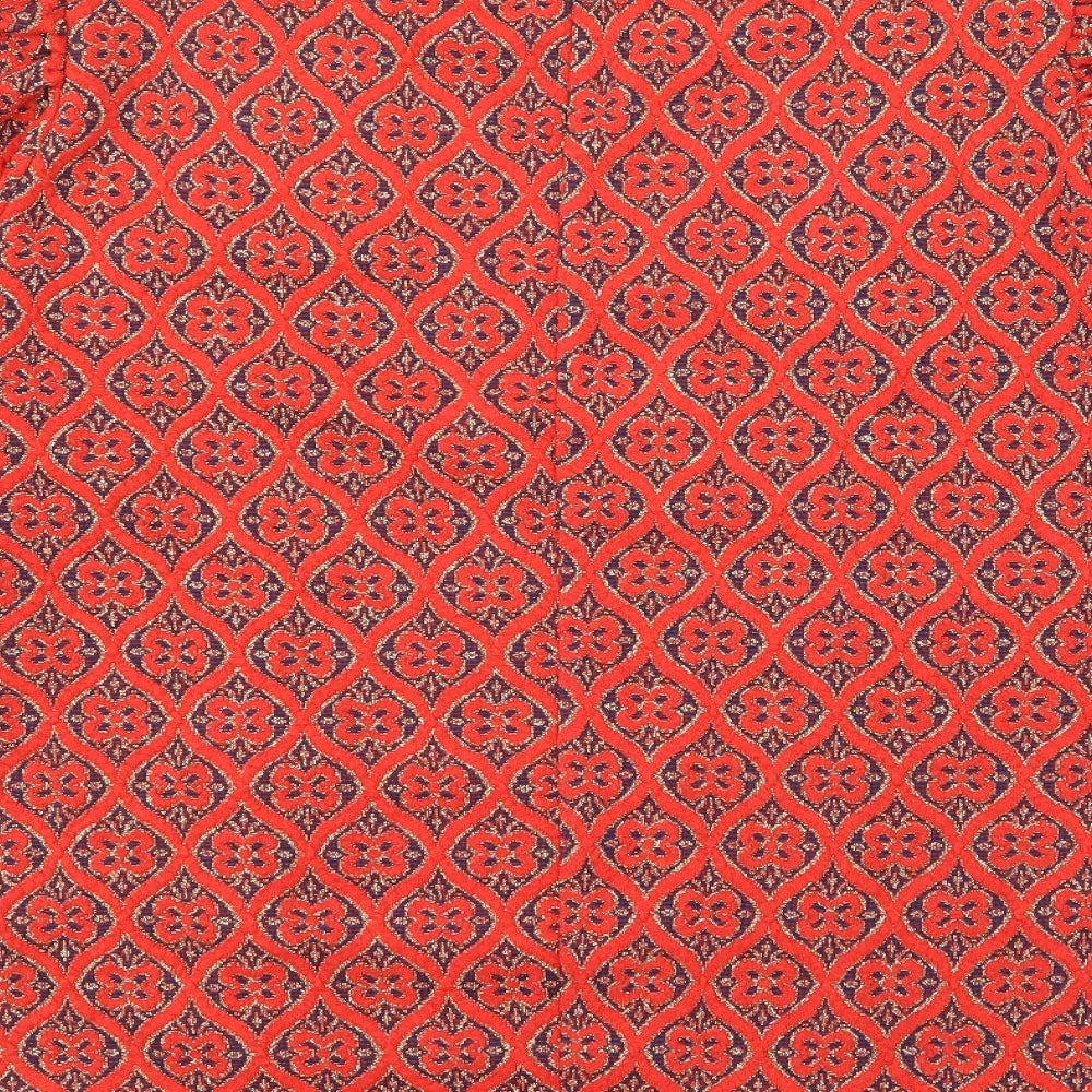 Savioa Womens Red Round Neck Geometric Polyester Pullover Jumper Size XL