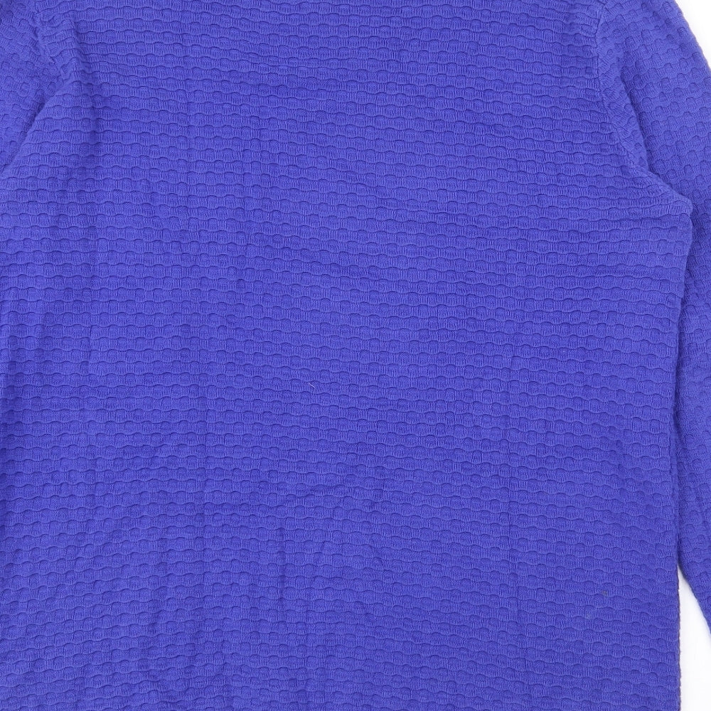 Savida Womens Blue Boat Neck Cotton Pullover Jumper Size M