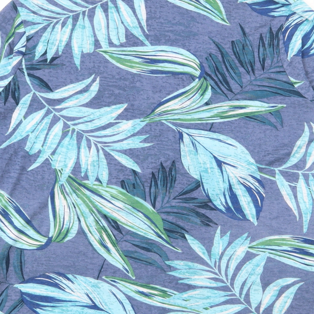 Classics Womens Blue V-Neck Floral Polyester Cardigan Jumper Size 14