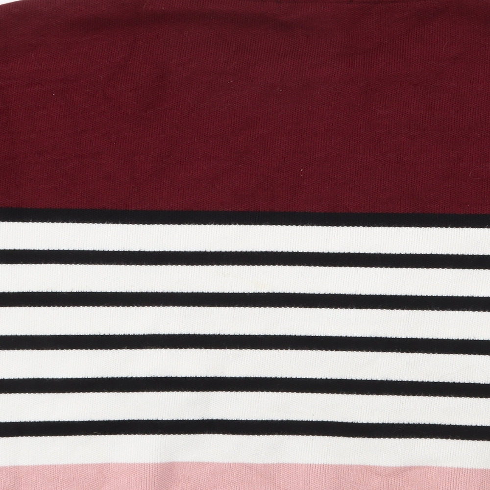 New Look Womens Red Crew Neck Striped Viscose Pullover Jumper Size M