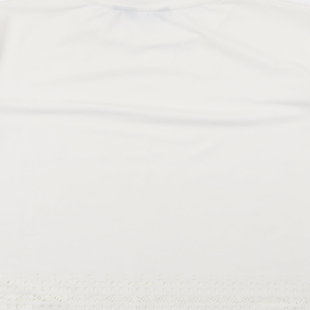 New Look Womens White Polyester Basic T-Shirt Size 8 Crew Neck