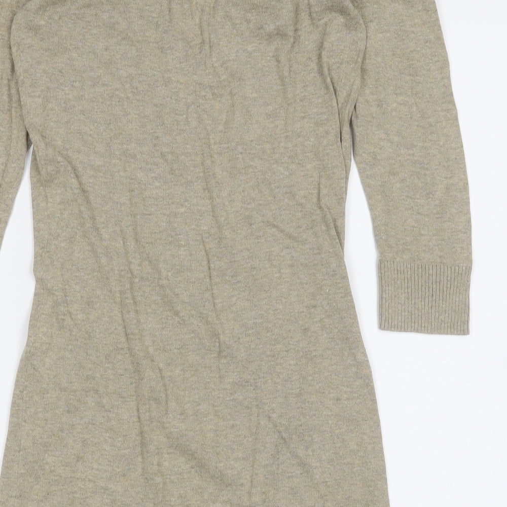 Principles Womens Gold Geometric Cotton Skater Dress Size 10 V-Neck Button